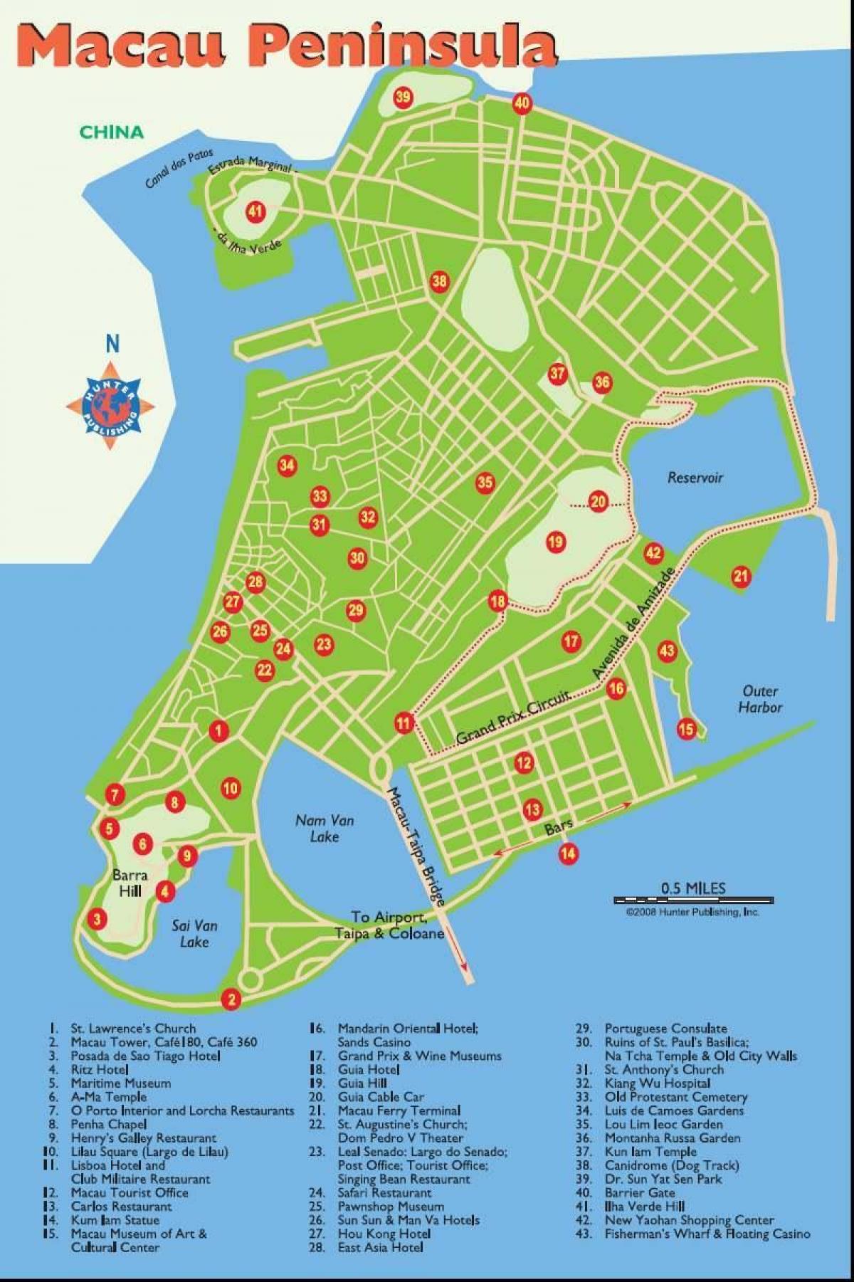 Macau vyhlídkové mapě