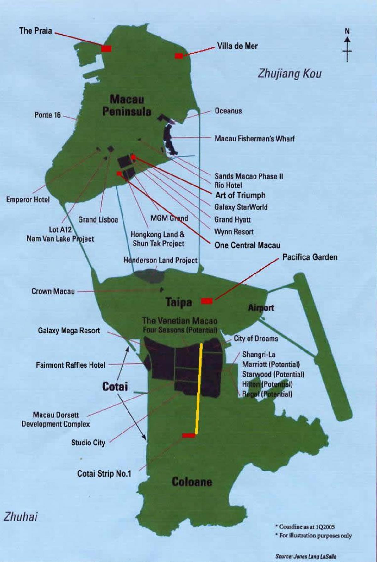 mapa Macau kasino umístění