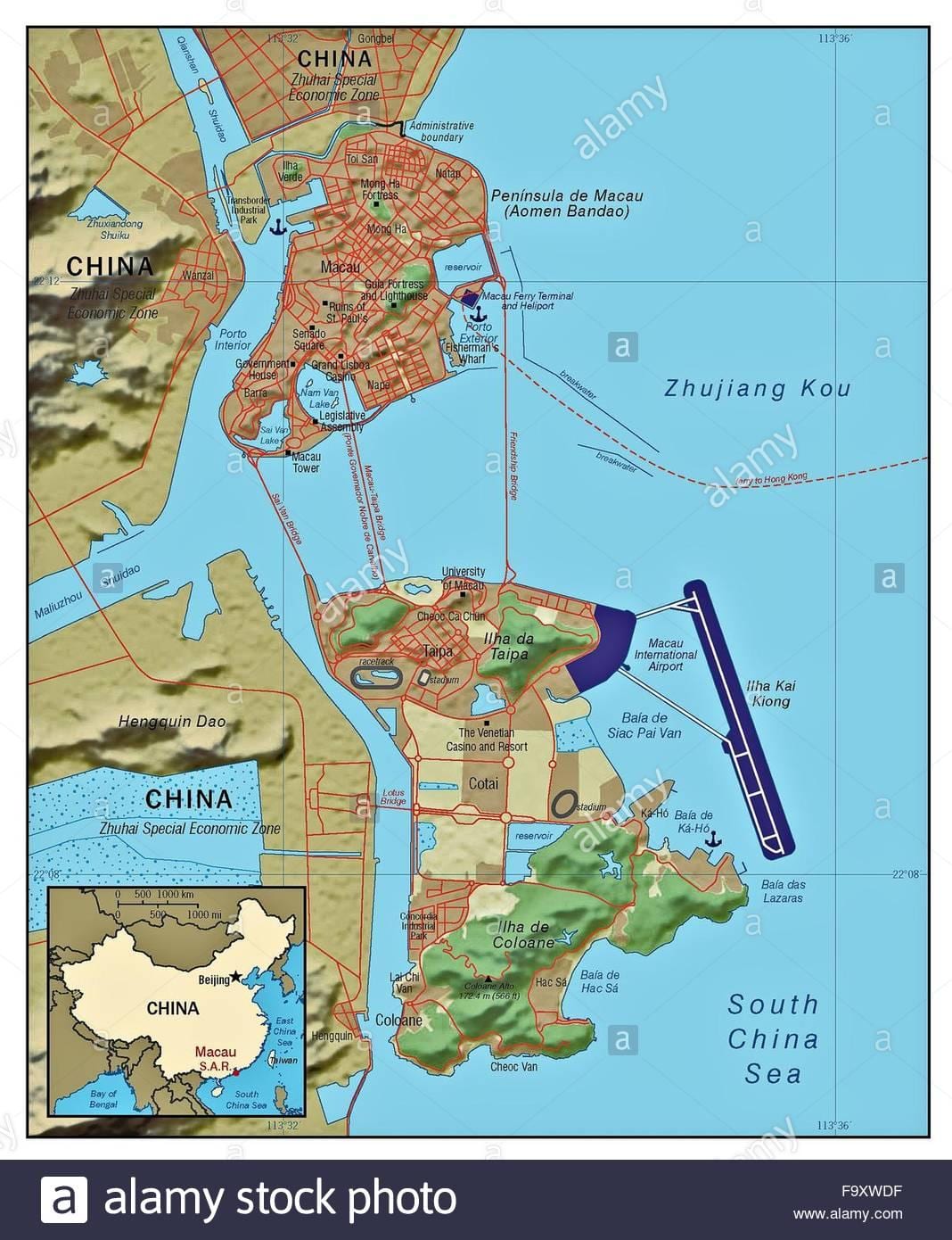 Macau země na mapě světa