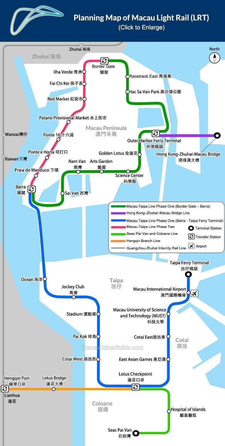 Macau, mapa metra