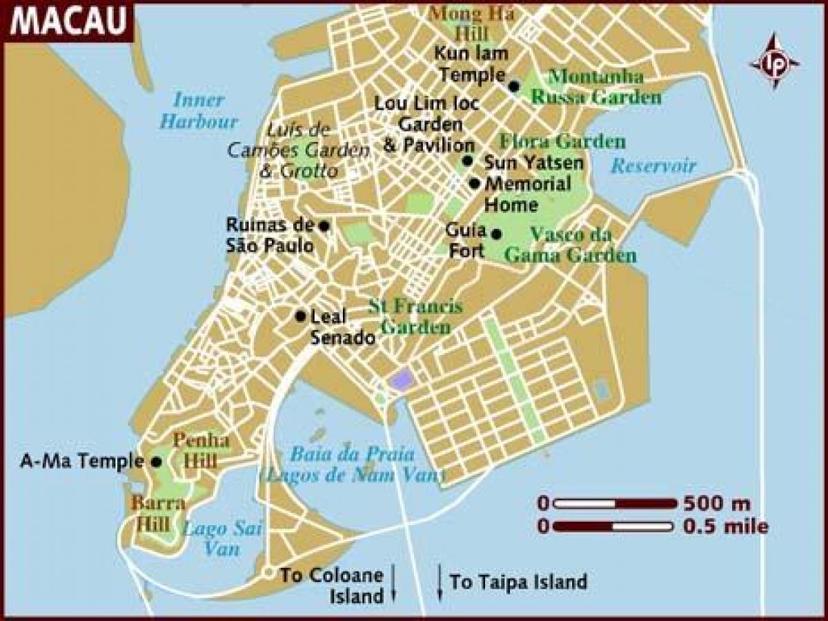 Macau mapě v angličtině