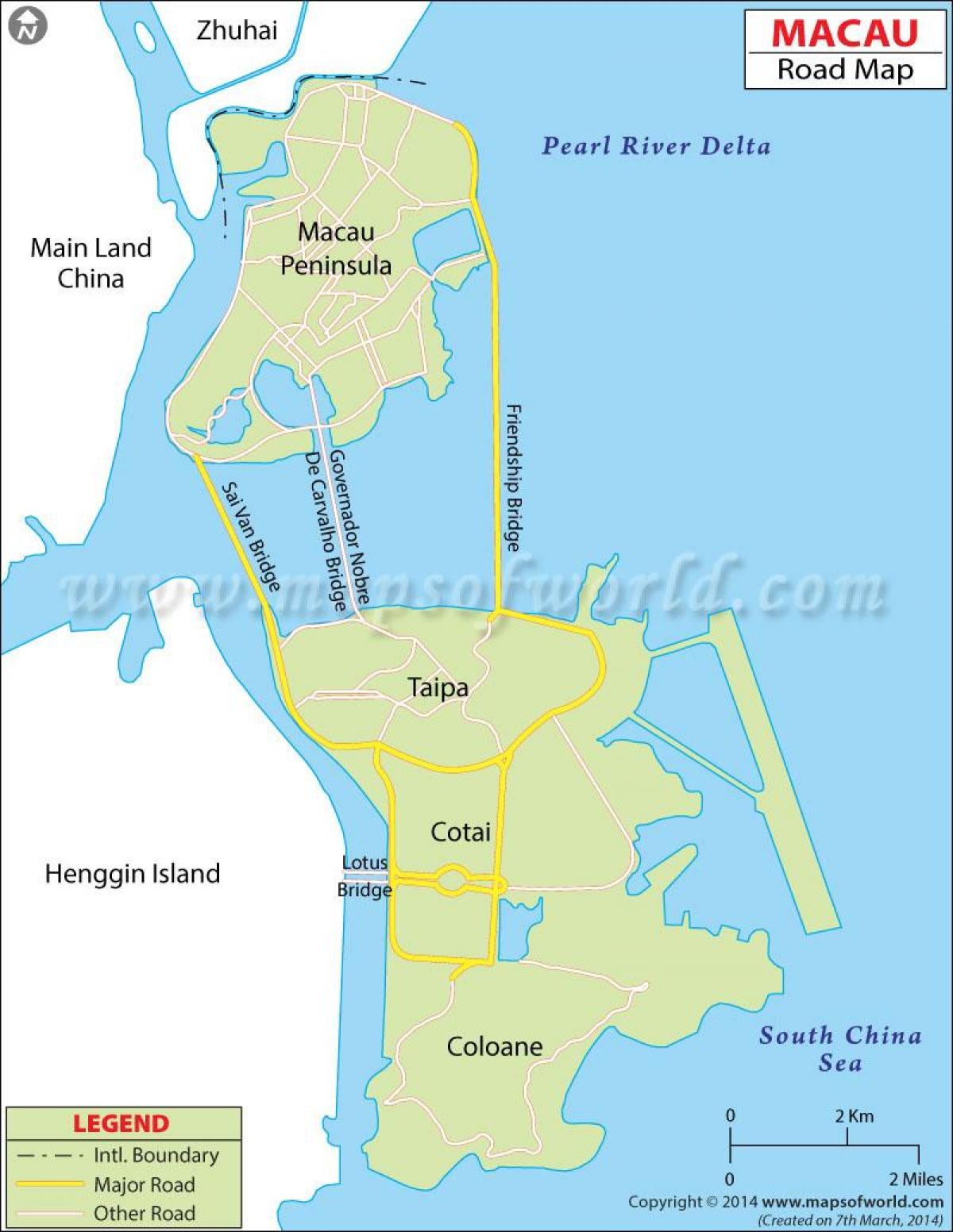 Macau poloostrov mapě