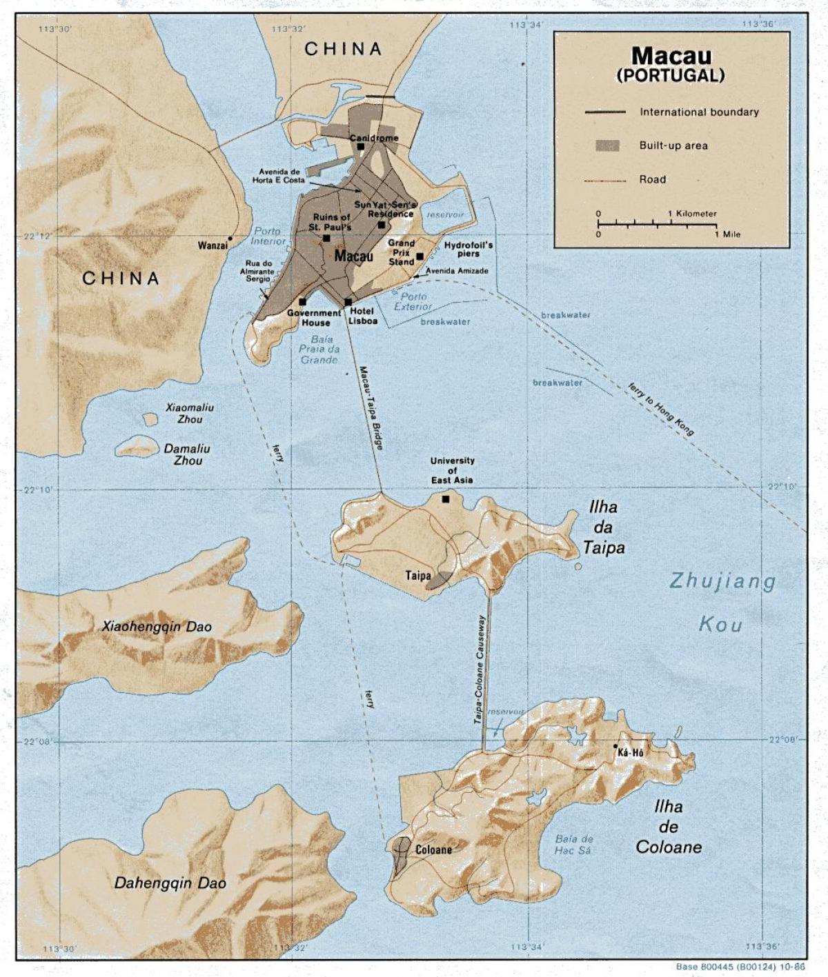 mapa Macau staré město