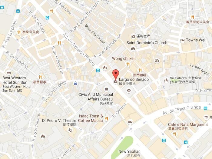 mapa senado náměstí Macau