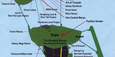 Mapa Macau kasino umístění