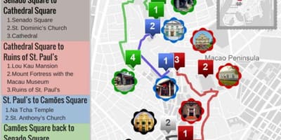 Macau chůze mapě